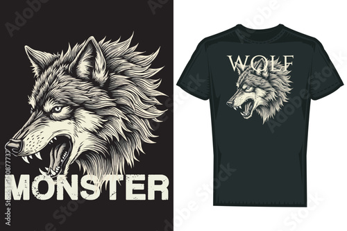 Vector Wolf T shirt Design