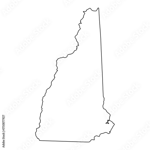 New Hampshire outline map. New Hampshire USA map vector. New Hampshire outline map on white background