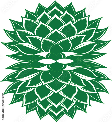 Symmetrical green leaf  vector design with natural art 