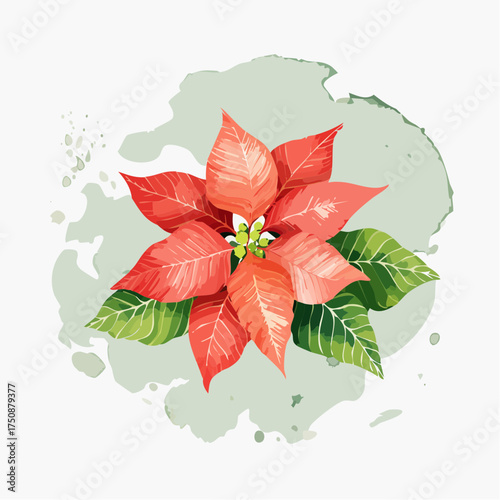 Ein stimmungsvolles Aquarell-Wallpaper mit roten Weihnachtssternen (Poinsettien)