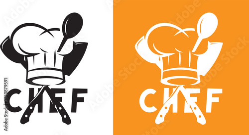 Creative Chef Knife Design Logo Concept Black and White Illustration