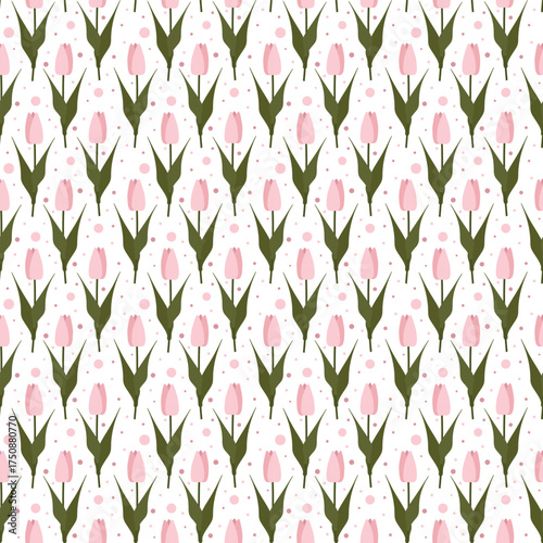 Tulips Decorative endless texture. Pink tulip  flower Seamless pattern for wrapping paper, decor
