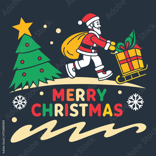 Festive Santa Claus Christmas T-Shirt Design