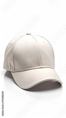 Beige Baseball Cap with Embroidered Detail