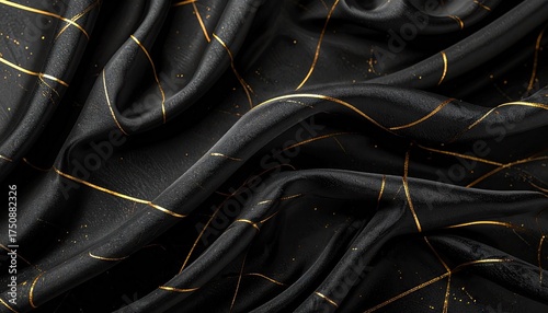 Black and Gold Fabric Texture with Geometric Pattern