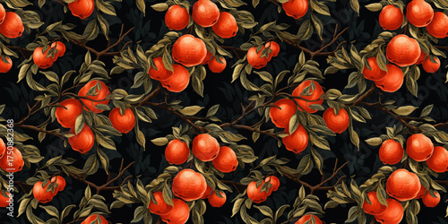 Seamless pattern in abstract watercolor style with fruits and leaves perfect for modern textile fashion fabric wallpaper and decorative prints