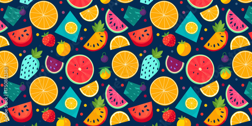 Seamless pattern with hand drawn fruits ideal for fabric pattern textile wallpaper and bright tropical summer decorative background
