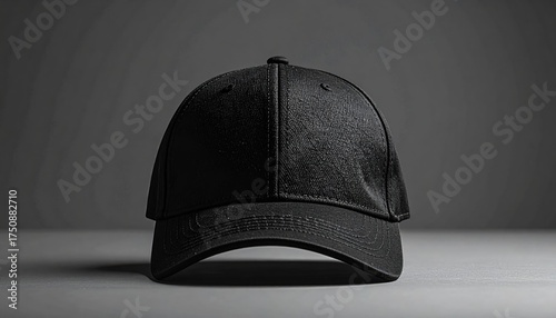Black Baseball Cap with Sparkle Detail on Gray Background