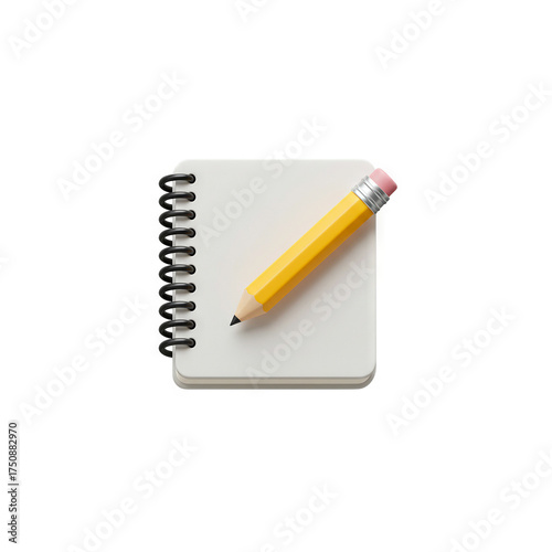 Notebook and Pencil Icon Isolated on White Background Generative AI
