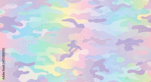 Abstract pastel camouflage pattern with soft colors creating a playful and vibrant visual effect