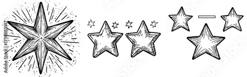 A star icon with a black outline and five points is perfect for design and decoration