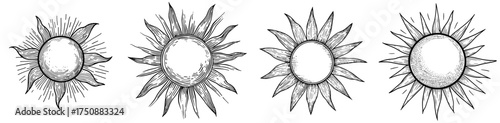 An intricate circular pattern with abstract black and white rays forms a sunburst design