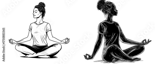 A person in a lotus position is silhouetted while meditating, embodying mindfulness and tranquility