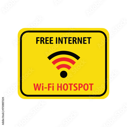 Free internet Wi Fi hotspot sign for public access and connectivity.