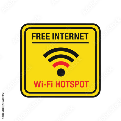 Free internet Wi Fi hotspot sign for public access and connectivity.