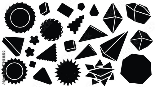 Diverse hand drawn torn geometric shapes vector set scalable eps illustration for abstract designs and artistic projects vector