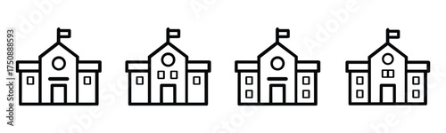 school building vector set. university college education icon set