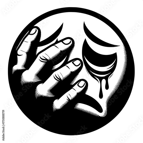 Black and White Vector Silhouette of Facepalm Emoji