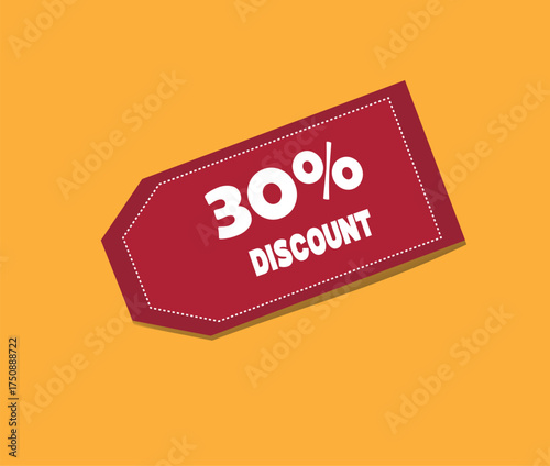 Red tag with a thirty percent discount on an orange background