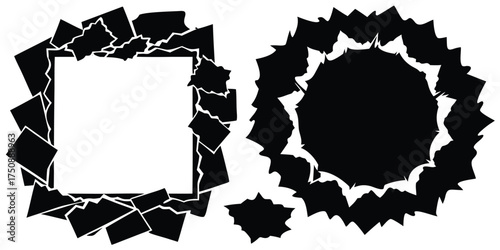 Abstract vector collage of torn paper shapes black and white illustration for scalable eps design elements vector