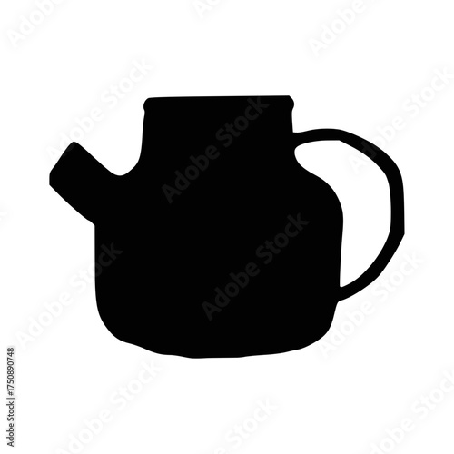 Classic Silhouette of a Ceramic Teapot with Handle and Spout
