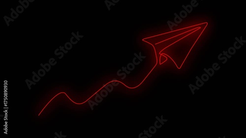 Flying Paper Airplane Animation Connected to Alarm Clock – Continuous Line Style Travel Concept