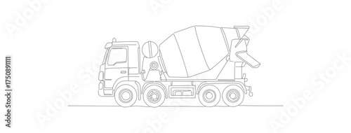 Simple Line Drawing Cement Mixer Construction Machine Engineering Illustration