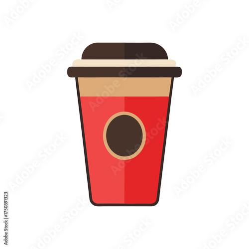 A red coffee cup with a brown lid a simple and clean illustration of a coffee cup for a cafe or coffee shop