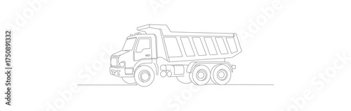 Simple Outline Dotted Dump Truck Silhouette Design Element Illustration