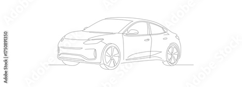 Simple Outline Thin Line Automobile Vehicle Illustration Isolated Transportation Design