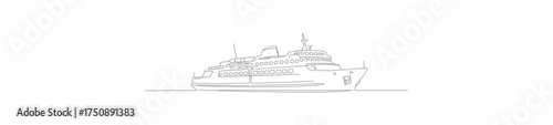 Minimalist Line Art Sketch of a Warship Vessel on the Sea