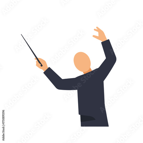 Vector illustration of an orchestra conductor with a baton