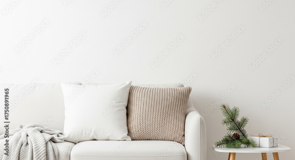 Obraz premium Minimalist Holiday Living Room Decor with Natural Accents