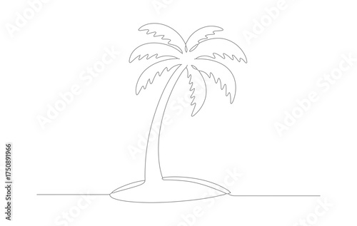 Minimalist Outline Style Single Palm Tree Line Drawing Icon Graphic