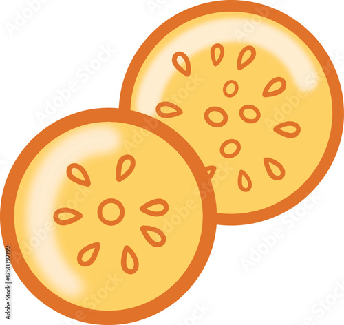 Physalis cut in half to reveal the seeds