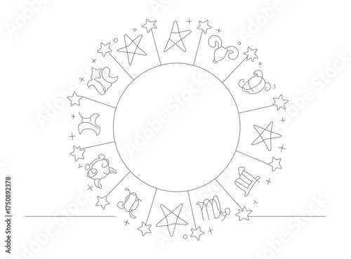 Minimalist Handdrawn Circle Zodiac Symbol Horoscope Sign Celestial Icon