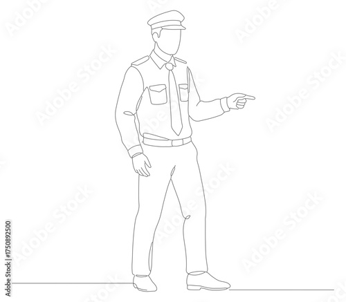 Outline Standing Man Pointing Direction Character Silhouette Figure Illustration