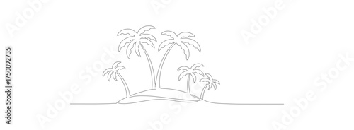 Dotted Line Tropical Palm Tree Island Silhouette Nature Landscape Scenery