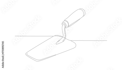 Minimalist Line Art Trowel Construction Equipment Tool Illustration Design Element