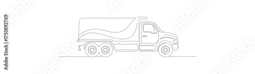Minimalist Outline Dotted Line Truck Transportation Delivering Logistic Drawing Icon