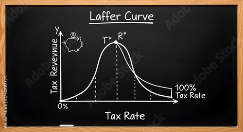 Laffer Curve Illustration - Tax Rates and Revenue Optimization.