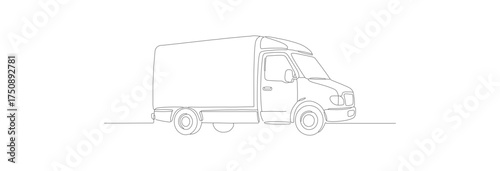 Minimalist Outline Delivery Truck Line Art Illustration for Transportation