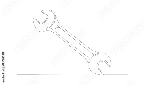 Simple Outline Illustration Wrench Tool for Repairing Mechanical Equipment