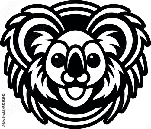 Glyph style icon showing a wild koala bear
