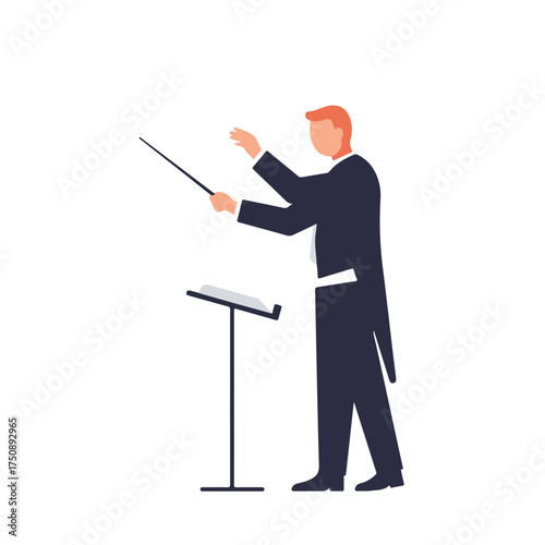 Conductor in tails conducting orchestra