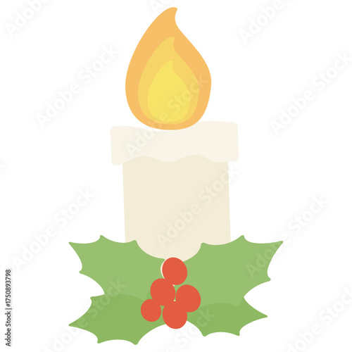 シンプルで優しい色合いのクリスマスキャンドルのイラスト