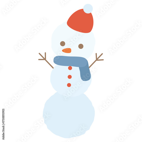シンプルで可愛い優しい色合いの雪だるまのイラスト｜クリスマス