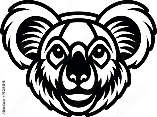 A glyph style icon of a koala logo
