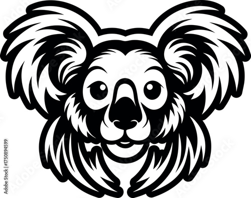A glyph style icon of a koala logo
