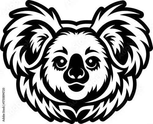 A glyph style icon of a koala logo
